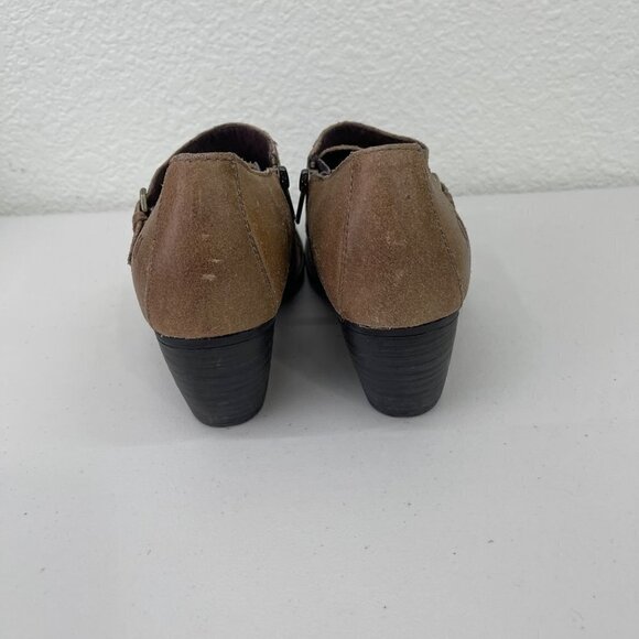 Born Davis Distressed Leather Monk Strap Heeled Bootie Shoe D77717 Womens 10 M - Picture 3 of 9